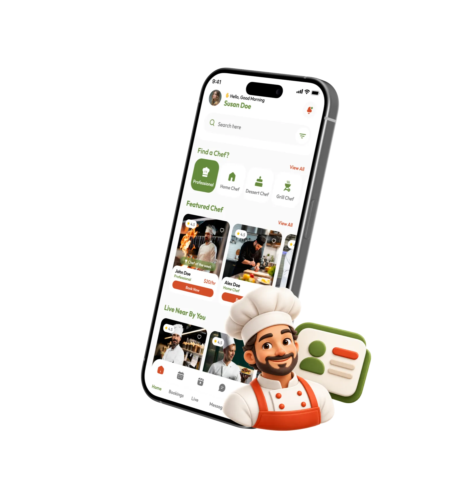 InstaChef app home screen